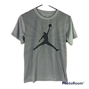 Nike Dri Fit Air Jordan T Shirt Youth Size Large - Gray with Stripes